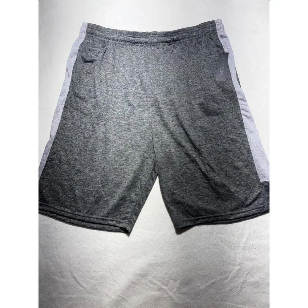 ESSENTIAL Men's 4XL Gray Athletic Shorts with Side Stripes 618